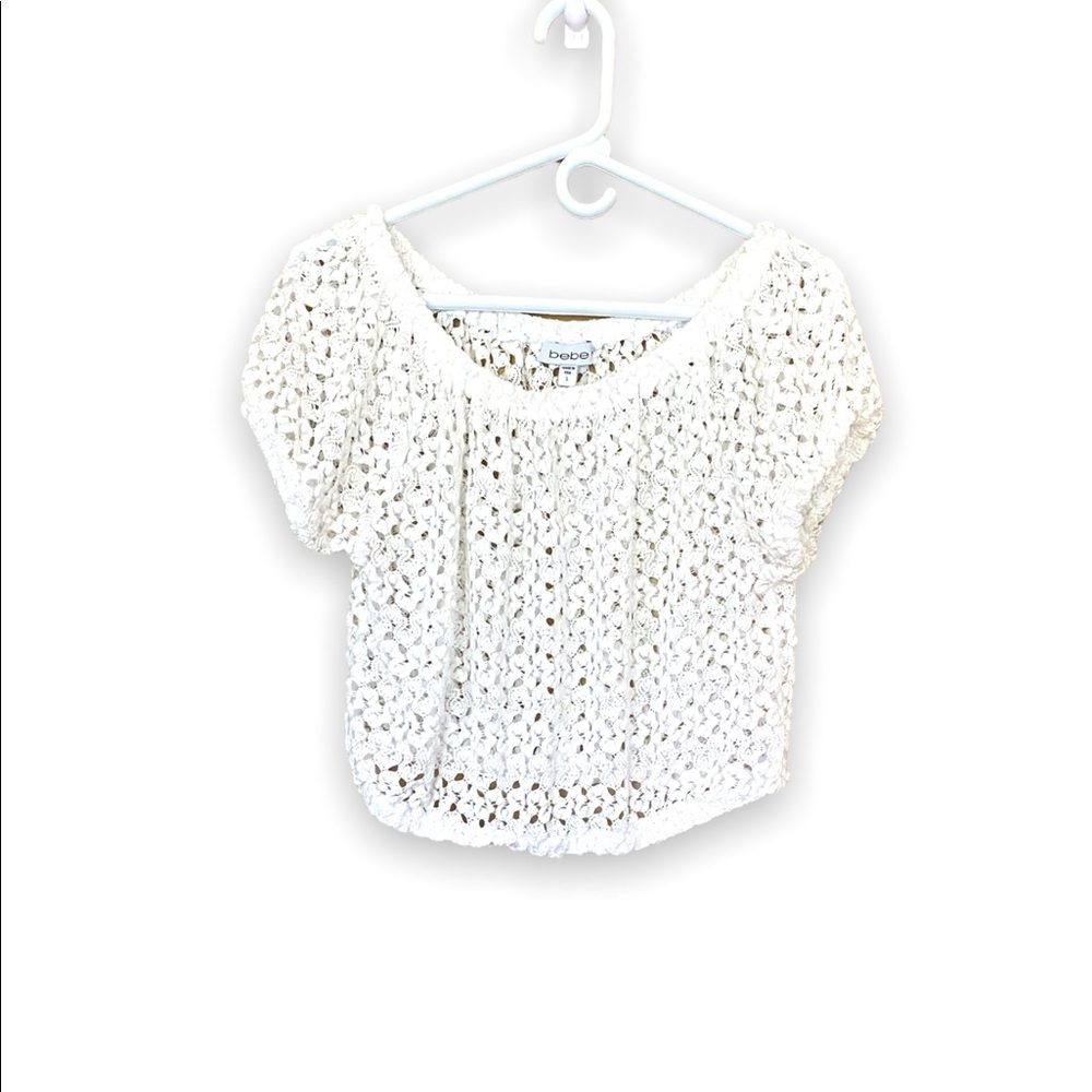 Bebe White Lace Crop Top